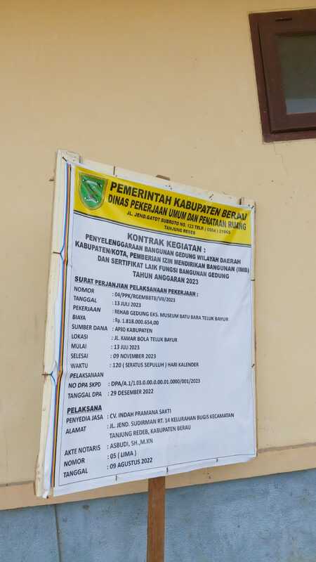 Pemkab Berau Kerahkan Rp 1,8 Miliar Untuk Rehab Gedung Eks Museum Batu Bara Teluk Bayur